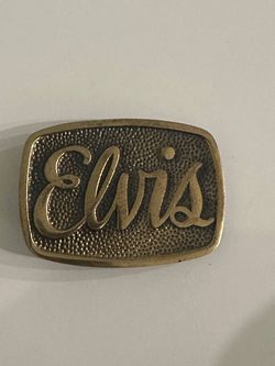 Elvis Vintage Lettering Metal Belt Buckle Bronze Tone Letters Numbers Symbols