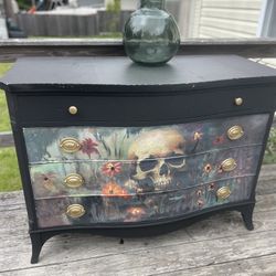 One Of A Kind Solid Wood Hand Painted 4 Drawer Dresser / Tvstand / Console / Cabinet  