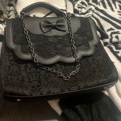 Victorian Skull Rose Handbag Purse 