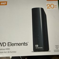 WD 20TB Elements Desktop External Hard Drive, USB 3.0 drive for plug-and-play storage 