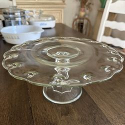 Vintage Indiana Glass Teardrop Pedestal Cake Platter