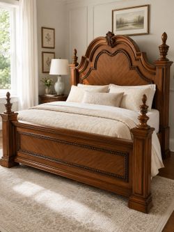 King bed frame comes with free used mattress and box spring