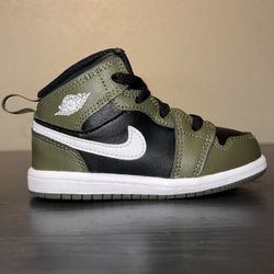 Toddler Nike Air Jordan 1 Mid ‘Olive/Black’ Size 8c