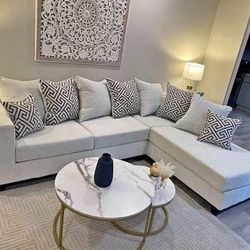 Beige Fabric Sectional. Brand New. 