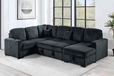 3pcs SECTIONAL SOFA W/usb Connection,sofa Storage ,pulloutbed & Chaise Storage