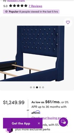 Beautiful Blue Velvet King Size Bedframe