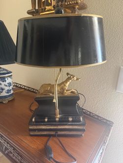 Chapman 1973 Sculptural Greyhound Whippet Dog Library Book Table Lamp