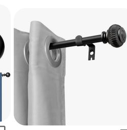 Adjustable Black Curtain Rods with Brackets for Windows (Black, 32"- 105"/1 Pack)