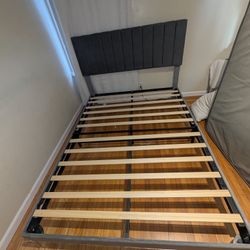 Gray Upholstered Bed Frame