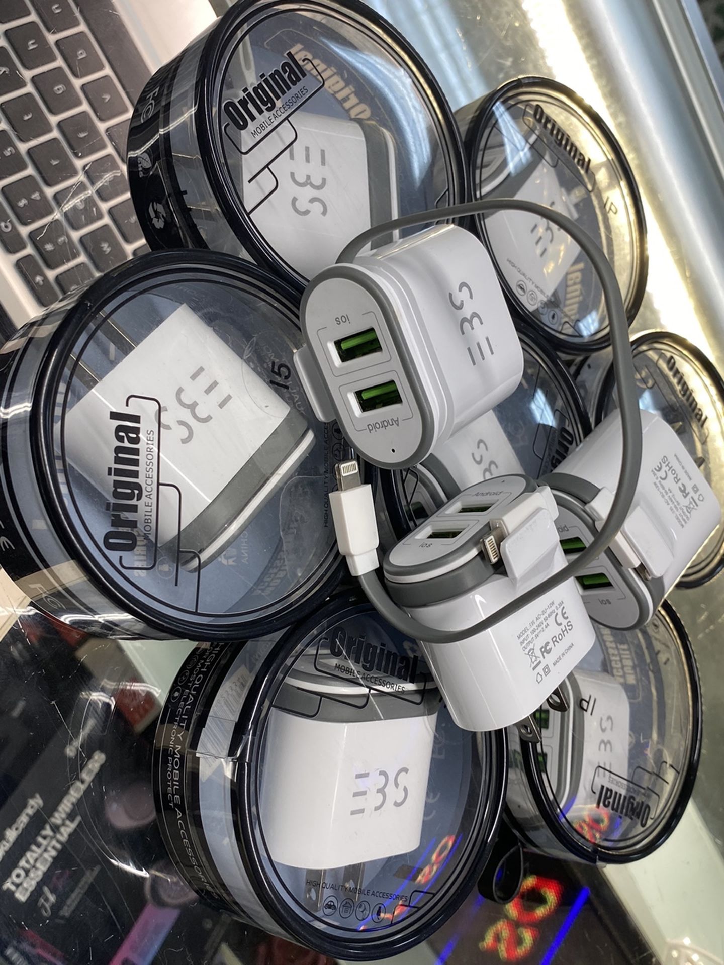 iPhone And Android Phone Wall Adapter With 6” iPhone Cable Attached