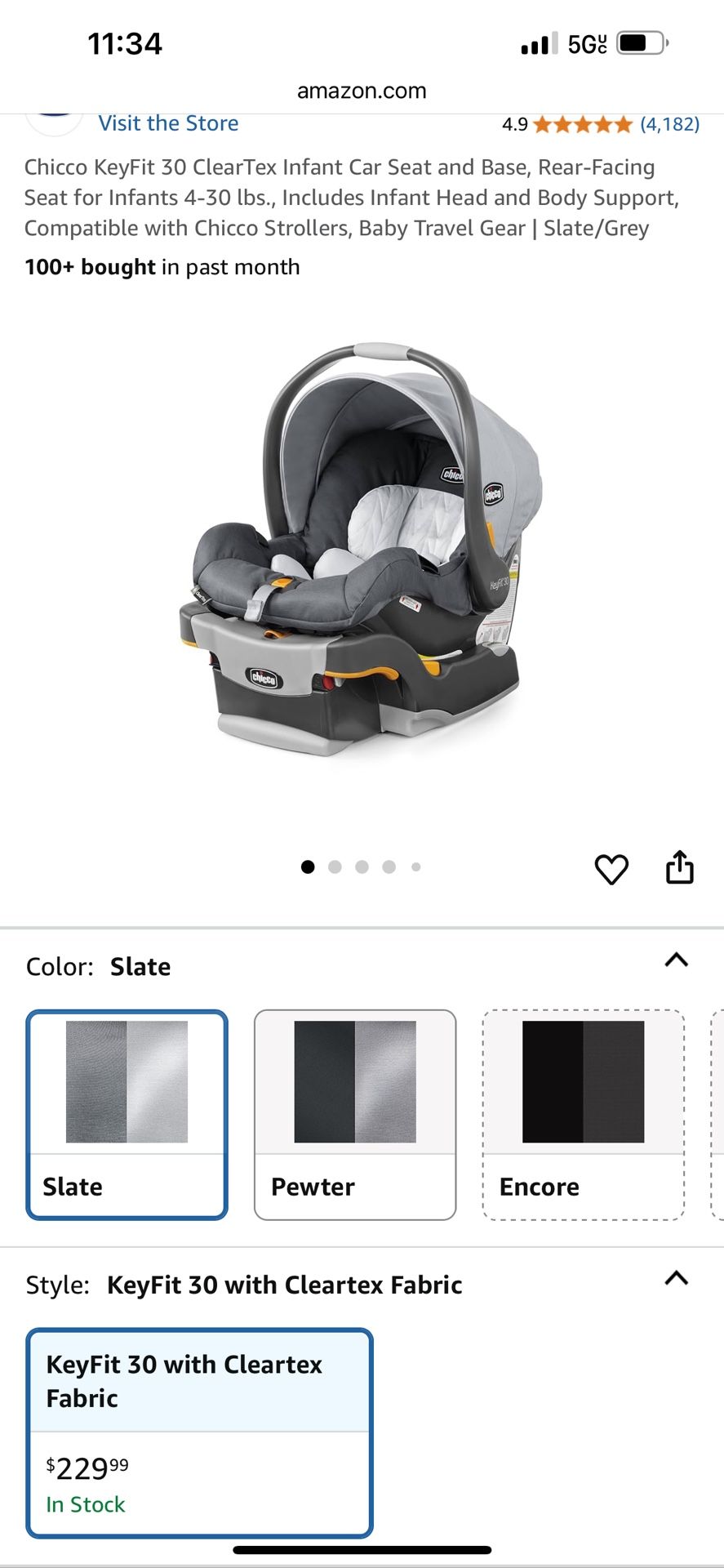 $150 Brandnew Chicco Keyfit 30 ClearTex Infant Carseat