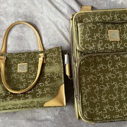 Diane Von Furstenberg DVF Studio Signature Tote Travel Laptop Bag and Suitcase SET