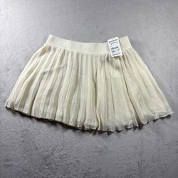 Vintage Bebe Women's L White Cream Pleated Ruffled Embellished Skirt Y2K NWT #3A