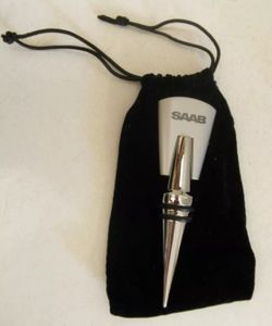 New SAAB Logo Pewter Wine Stoppers with Gift Pouch