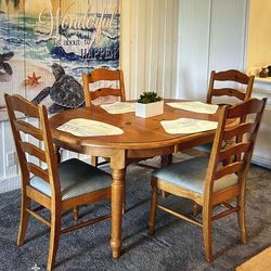 Dining table and 4 chairs, plus matching sofa table and 2 side tables