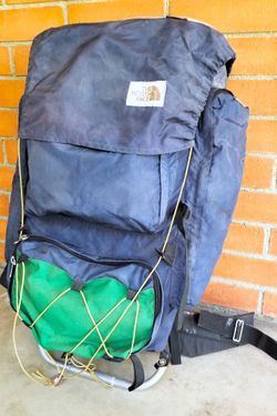 XL Vintage NORTH FACE External Frame Hiking Backpack Blue/Green