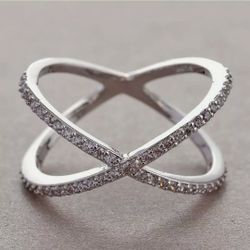 Infinity Ring 925 Silver White Sapphire Ring Size 8