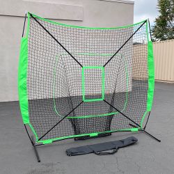 $55 (New) Baseball & softball practice hitting & pitching 7x7’ net with bow frame, carry bag