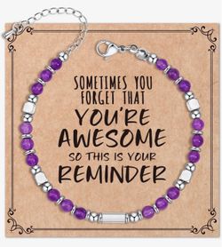 Purple Beaded Bracelet with Silver Accents