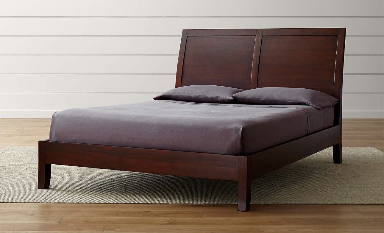 Crate & Barrel Dawson Dark Brown Wood King Sleigh Bed
