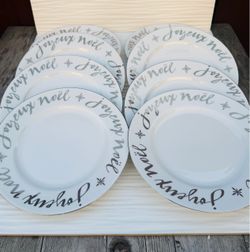 Rare Vintage Holiday Set of 8 Pier 1 Joyeux Noel Plates- One Price