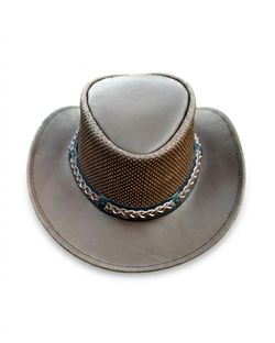 The Breezeway Brown/Tan Leather Cowboy Hat – Vented Outback Style