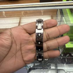 Zales Bracelet Men’s With Three Diamond Stud 