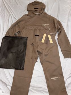 Fear of God Essentials Desert Taupe Set Large NWT — Hoodie + Pants + Bag
