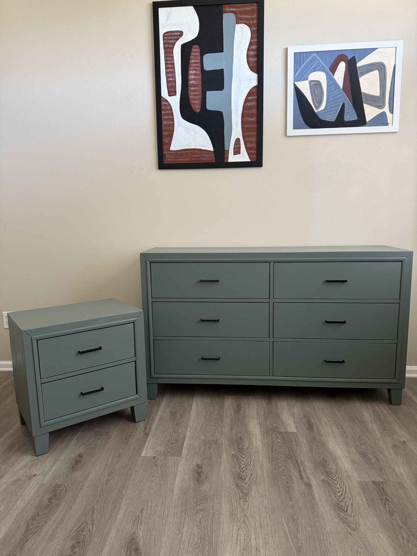 Modern Wide Dresser & Nightstand Set