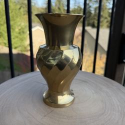 Vintage Solid Brass Swirled Vase Made in India, Home Decor, Metalware, Brassware, Table Decor, Brass Flower Holder | 6.75 Inches Tall