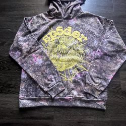 Sp5der hoodie camo and yellow LARGE