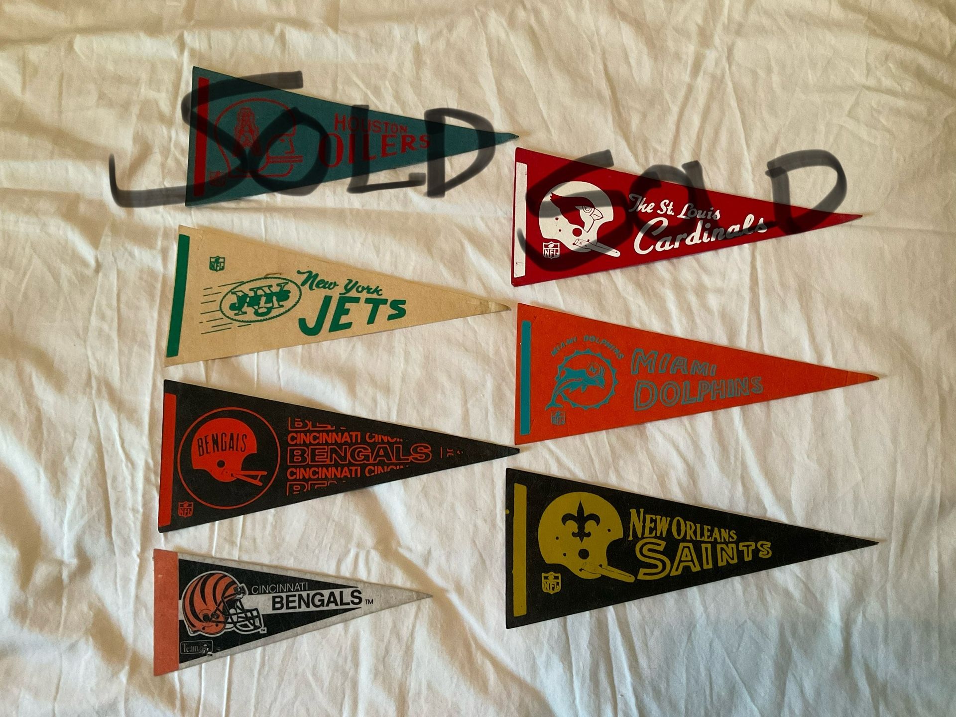 Vintage toys and Felt mini football pennants