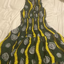 Green And Yellow Halter African Dress