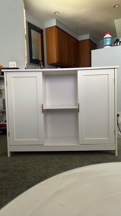 White Storage Cabinet with Drawers