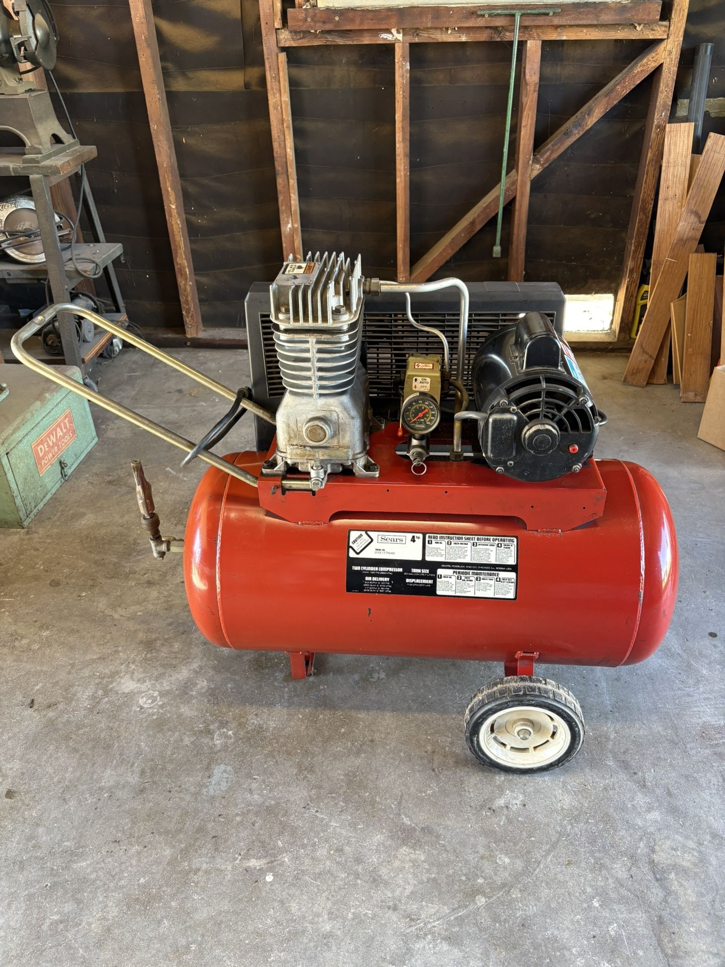 Vintage Sears 4HP 2 Cylinder Compressor 230 Voltage