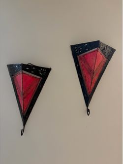 Moroccan style henna leather wall sconces