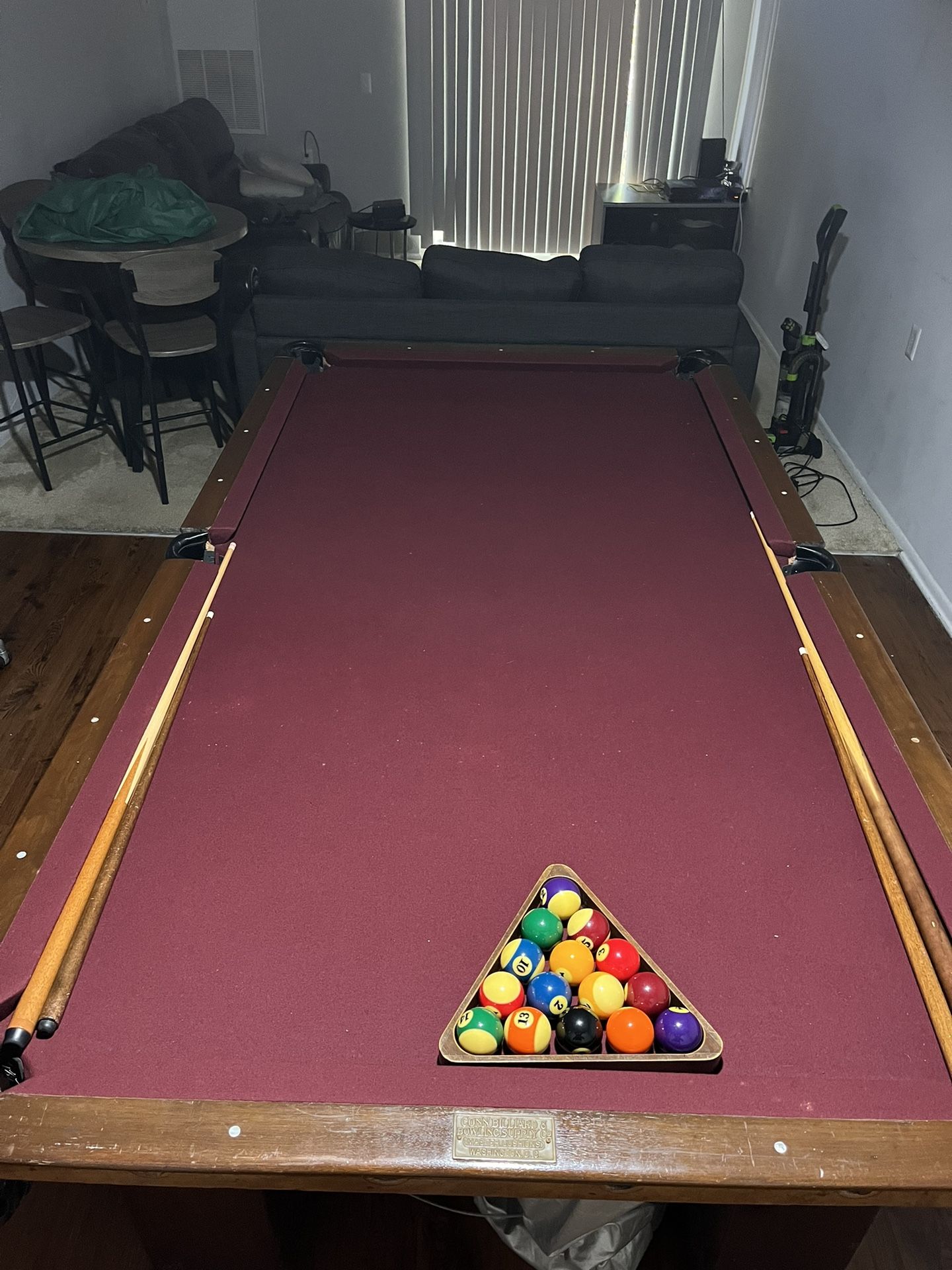 Pool Table (9FT) CONN BILLIARD & BOWLING SUPPLY CO.