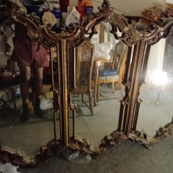 Vintage Trifold Mirror 