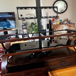 FREE TV stand / mount with shelves & 2 drawers