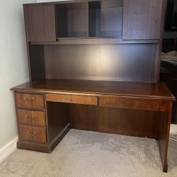 Large Solid Wood Office Desk With Hutch