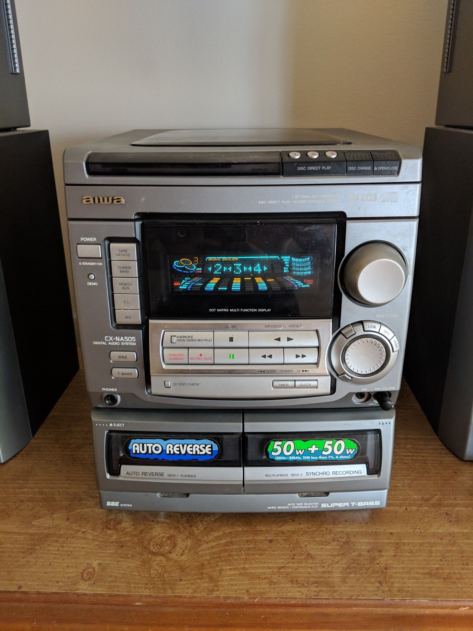 AIWA Stereo System w/4 Speakers and Auxiliary adapter