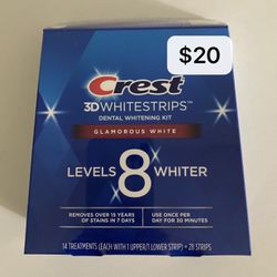 Crest 3DWHITESTRIPS KIT GLAMOROUS WHITE LEVELS 8 WHITER 28 Strips/ 14 Treatments
