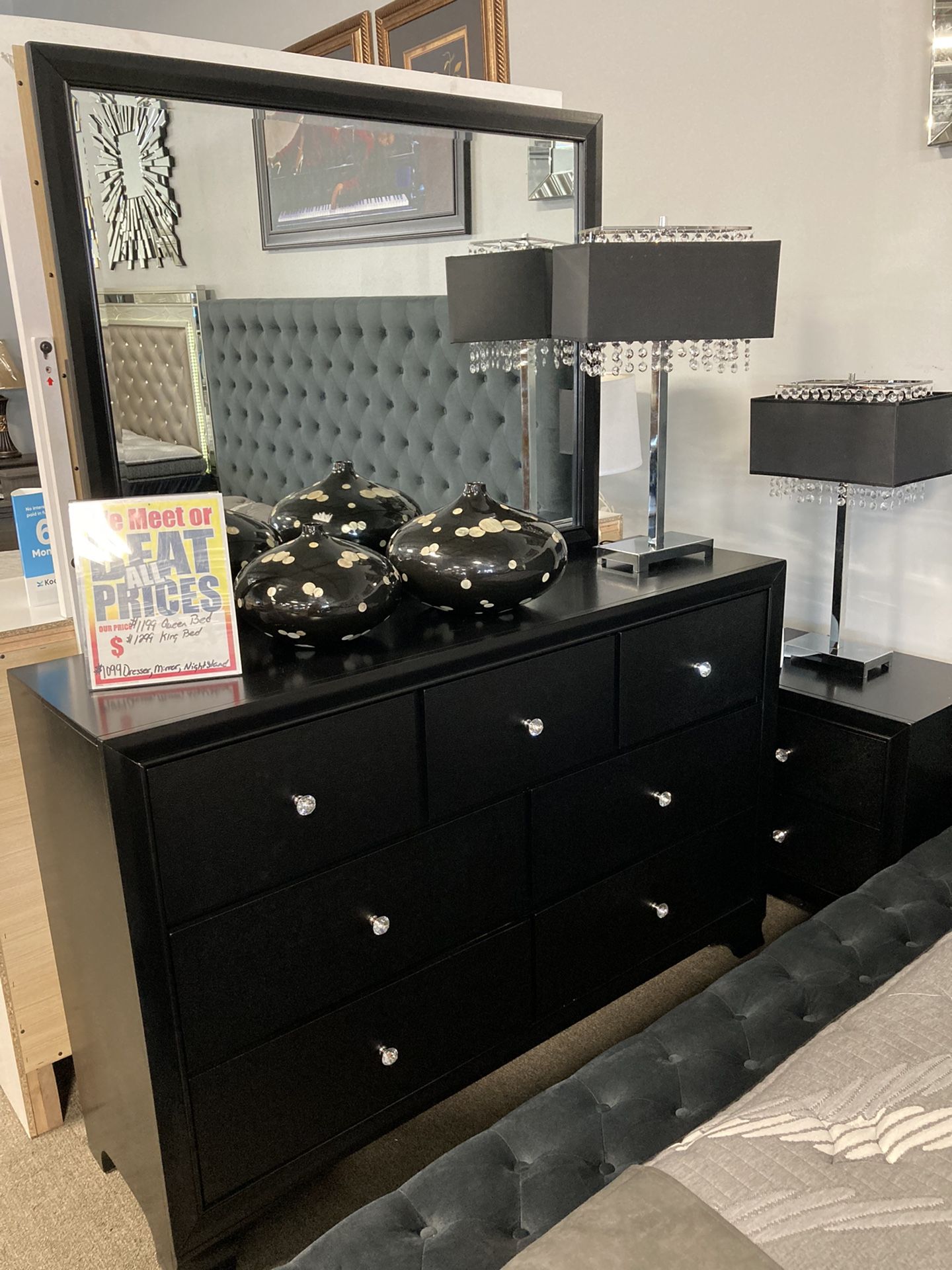 Black Dresser With Glam Knobs