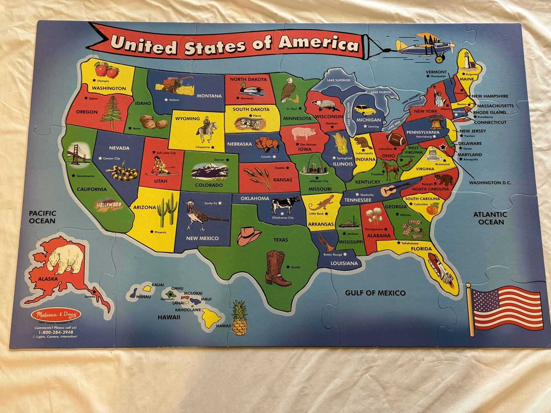 Melissa & Doug USA Map Floor Puzzle 51 Extra Large Jumbo Pieces 2x3 Ft. Complete