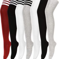 (7pairs) Womens Thigh High Socks Over the Knee High Striped Stocking Boot Leg Warmer  Fabric Type Polyester cotton  GREAT VALUE FOR MONEY: There are 