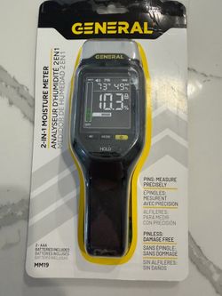 General Tools 2-in-1 Pin and Pinless Moisture Meter with Backlit Display for Wood, Drywall, and Building Materials Store SKU# 1014-493-368