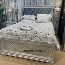 Queen Silver Bed Frame Brand New In The Box