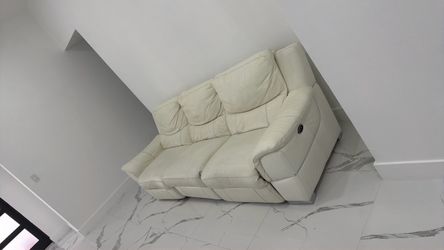 Electric white sofa leather