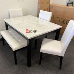 5 Pc Faux Marble Top Dining Table Set - Limited Time Offer