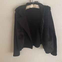 La Boutique Cropped Black Fur Jacket Size Medium